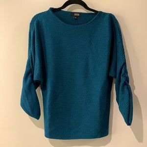 Turquoise Batwing 3/4 Sleeve Boatneck Sweater